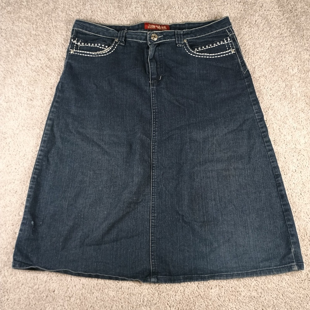 Nice Wear Denim Midi Skirt Womens 16 Studded Western Y2K Stretch Blue Cowgirl